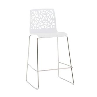 Siediti Fuori e Dentro Taburete de cocina de resina con fibra de vidrio blanco