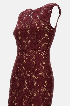 Self Portrait Abito Midi Burgundy Guipure Lace