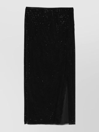 Self Portrait rhinestone midi skirt high waist lace