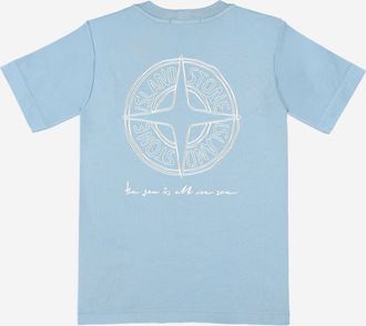 Stone Island Boys T-Shirt Light Blue Cotton T-Shirts And Polos