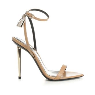 Tom Ford Padlock Pointy Naked Sandal - female - Tom Ford - High Heel Sandals - Brown - 3 UK - Shoes
