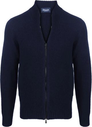 Drumohr Lamswol Rits Cardigan - Heren - Vesten - Blauw - 2XL - Wol - Truien & Vesten