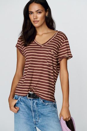 Pilcro Quinn Drapey V Neck Tee