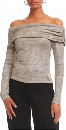 Fifteen Twenty Agnes Off The Shoulder Metallic Top In Gold Dust