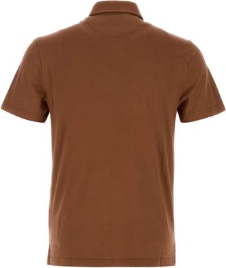 Fedeli Mens Stretch Cotton Polo Shirt Brown Elastane