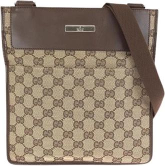 Gucci Pre-owned GG Canvas Leren Schoudertas - Dames - Vintage Schoudertas - Bruin - ONE Size - Leer - Vintage