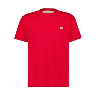 Valentino Garavani T-Shirts, male, Red, 2XL, Cotton T-shirt With Vlogo Patch