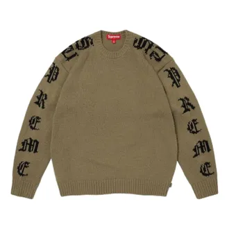 SUPREME SS26 Old English Sleeves Sweater Olive SUP-SS26-059-OLV
