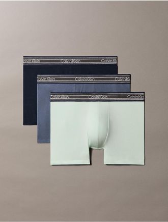 Calvin Klein Mens Icon Cotton Stretch Stripe 3-Pack Trunk - Multi - XL