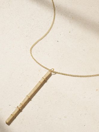 Sydney Evan Collana In Oro 14 Carati Con Diamanti Fluted Bar