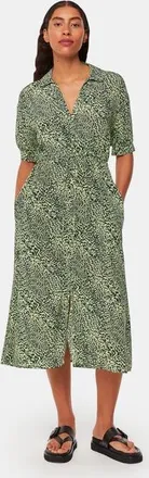 Whistles Diagonal Leopard Print Midi Dress in Yellow/Multi at Nordstrom, Size 14