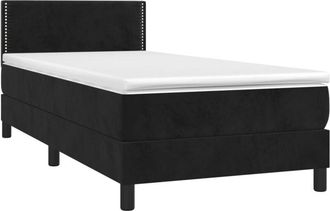vidaXL Cama Box Spring Colch&oacute;n Y Led Terciopelo Negro 100x200 Cm Vidaxl