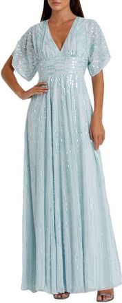 Mac Duggal Embellished V Neck Evening Gown in Powder Blue at Nordstrom, Size 12