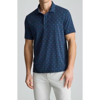 UNTUCKit Damaschino Floral Wrinkle Free Cotton Polo in Sky Captain at Nordstrom, Size X-Large