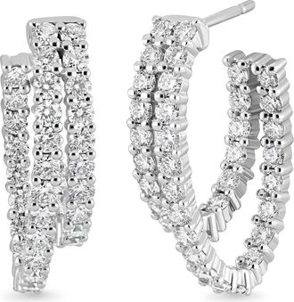 Bony Levy 18K Gold Audrey Diamond Double Hoop Earrings in 18K White Gold at Nordstrom
