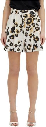 Moschino Dierenprint Linnen Shorts - Dames - Korte Broeken - Wit - XS - Linnen - Korte Broeken