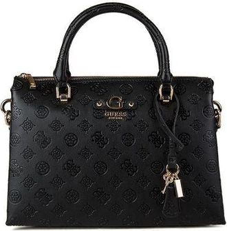 Guess Womens Handbag Black Logo Polyurethane Bags - Satchel-Bags