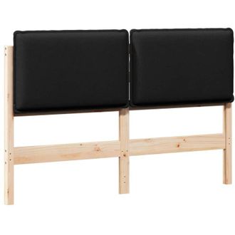 vidaXL Cabecero Tapizado Natural Y Negro 160 Cm Madera De Pino Macizo Vidaxl