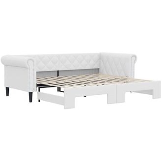 vidaXL Sof&aacute; Con Cama Nido Cuero Sint&eacute;tico Blanco 90x200 Cm Vidaxl