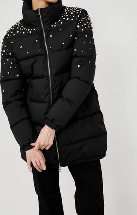 Frank Lyman Design Casual Down Coat With Embellishments In Black