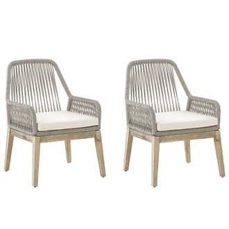 Beliani Conjunto De 2 Sillas De Comedor Exterior De Polipropileno Estructura De Acero Beige Olbia