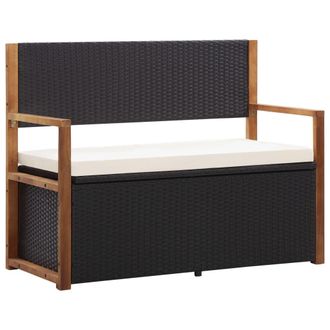 vidaXL Vidaxl - Banco De Almacenaje Rat&aacute;n Sint&eacute;tico Madera Acacia Negro 115 Cm