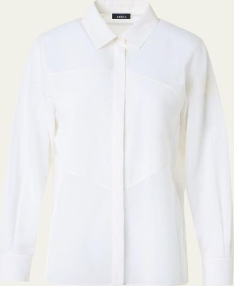 Akris Geometric Paneled Cotton Button-Down Shirt