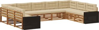 vidaXL Conjunto De Sof&aacute;s De Exterior 9 Uds. Natural Y Beige Vidaxl