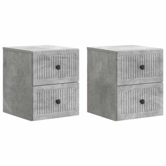 vidaXL Mesita De Noche De Pared 2 Pcs Gris Hormig&oacute;n 33 X 34,5 X 40 Cm Vidaxl