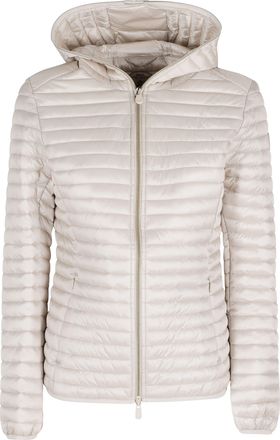 Save The Duck Beige Alexa Hooded Quilted Polyester Down Jacket