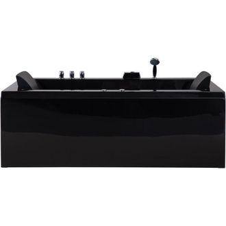 Beliani Ba&ntilde;era De Acr&iacute;lico Negro 183 X 90 Cm Izquierda Con Chorros De Masaje Reposacabezas Y Led Varadero