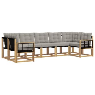 vidaXL Conjunto De Sof&aacute;s De Exterior 7 Pcs Blanco Y Gris Claro Vidaxl