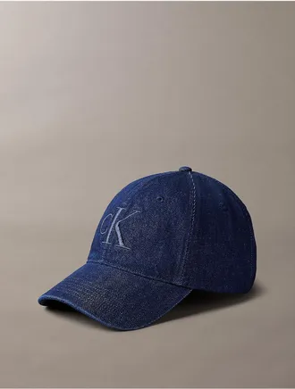 Calvin Klein Mens Denim Monogram Cap - Dark Blue