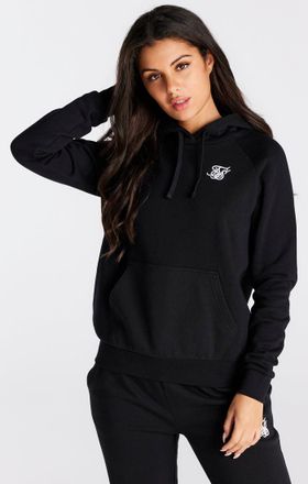 Siksilk Sudadera con capucha esencial negra para mujer SikSilk S