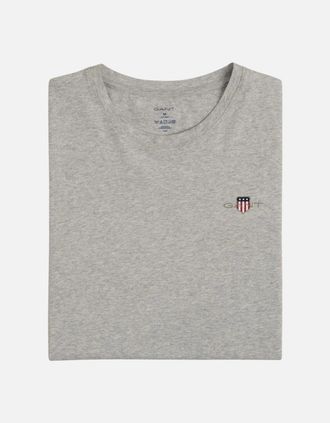 GANT Mens Shield Logo Jersey Pyjama T-Shirt, Light Grey Melange - Size: 40