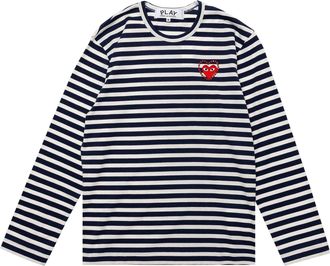 Comme Des Gar&ccedil;ons SS25 Metalstone Stripe T-Shirt Navy White AX-T806-051-1