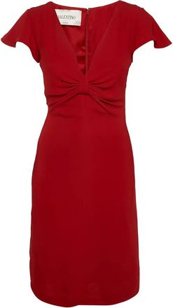 Valentino cap sleeves bow dress - Red
