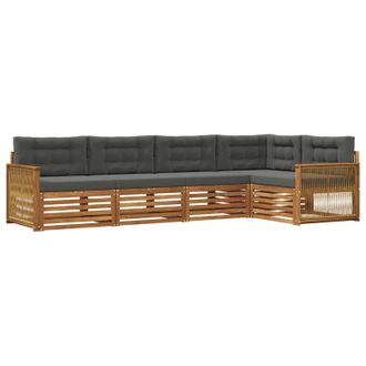 vidaXL Conjunto De Sof&aacute;s De Exterior 5 Pcs Natural Y Antracita Vidaxl