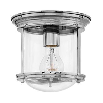 Netlighting Hinkley Hadrian 1 Light Flush Mount Chrome with Glass IP44 in Grey