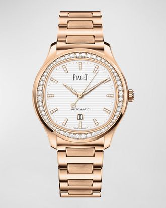 Piaget Polo 36mm 18K Rose Gold Diamond Bracelet Watch