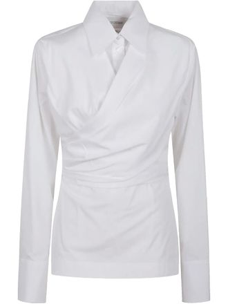Sportmax wrap-front long-sleeve top - women - Cotton - 44 - White