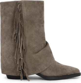 Kazar Gavia Enkellaarsjes - Dames - Laarzen met Hak - Beige - 37 EU - Leer - Schoenen