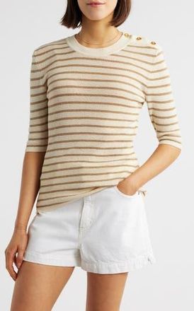 Frame Denim The Marina Elbow Sleeve Sweater in Cream Multi at Nordstrom Rack, Size X-Small