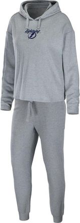 WEAR by Erin Andrews Womens WEAR by Erin Andrews Heather Gray Tampa Bay Lightning Logo Pullover Hoodie & Pants Sleep Set at Nordstrom, Size Small