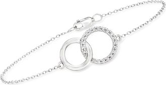 Ross-Simons Pave Diamond Double-Hoop Bracelet in Sterling Silver