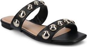 Journee Collection Frida Studded Slide Sandal in Black/Gold at Nordstrom Rack, Size 7.5