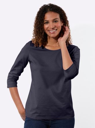 Casual Looks 3/4-Arm-Shirt CASUAL LOOKS 2er-Pack Shirts, Damen, Gr. 36, marine, ecru, 100% Baumwolle, unifarben, Rundhals, Shirts 3/4-Arm-Shirt