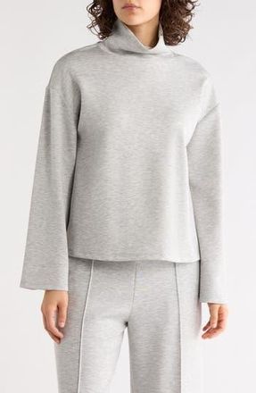 Nordstrom Rack Mock Neck Long Sleeve Scuba Knit Top in Grey Heather at Nordstrom Rack, Size X-Small