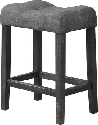 Best Master Furniture Vitaliya Black Charcoal Linen Counter Height Stools, Set of 2