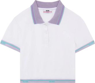 GCDS Logo-trim Polo Top - Dames - Polos - Wit - S - Katoen - Tops